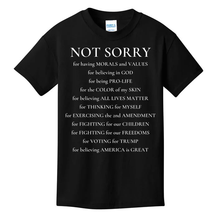 Not Sorry Republican Kids T-Shirt