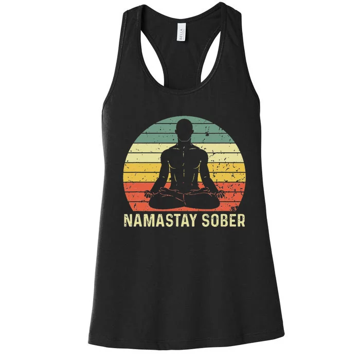 Namastay Sober Recovery Support Sobriety NA AA Women's Racerback Tank