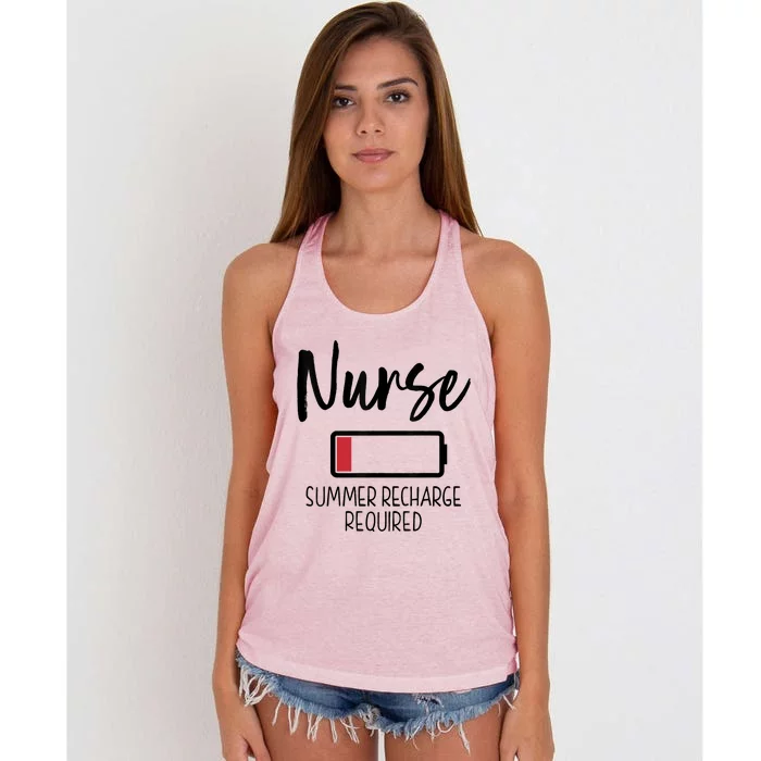 Nurse Summer Recharge Required Funny Women's Knotted Racerback Tank