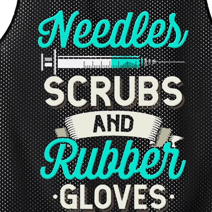 Needles Scrubs & Rubber Gloves Funny RN Phlebotomy Nurse Mesh Reversible Basketball Jersey Tank