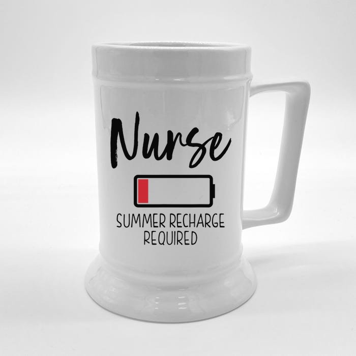 Nurse Summer Recharge Required Funny Front & Back Beer Stein