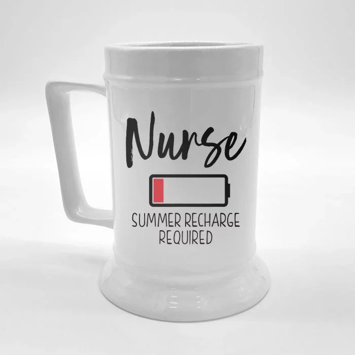 Nurse Summer Recharge Required Funny Front & Back Beer Stein