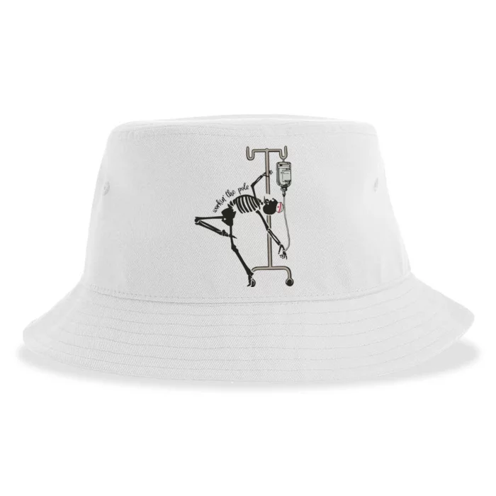 Nurse Skeleton Retro Halloween Nurse Patient Care Tech Propofol Sustainable Bucket Hat