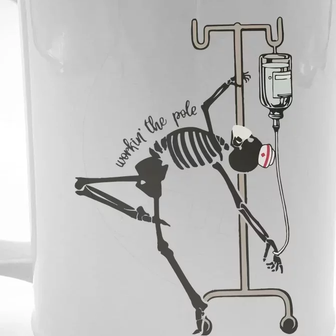 Nurse Skeleton Retro Halloween Nurse Patient Care Tech Propofol Front & Back Beer Stein