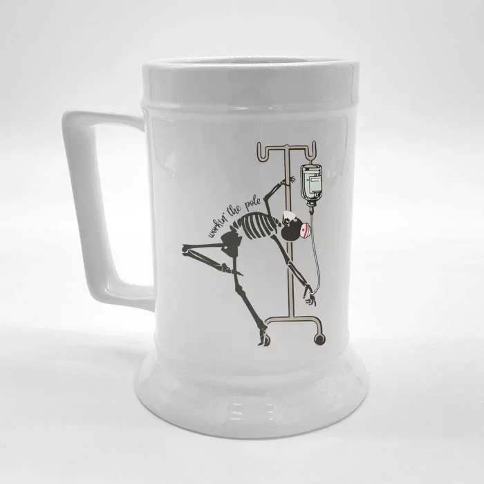 Nurse Skeleton Retro Halloween Nurse Patient Care Tech Propofol Front & Back Beer Stein