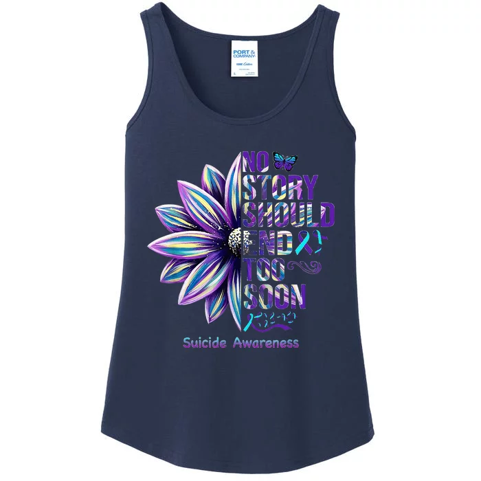 No Story Should End Too Soon Suicide Prevention Awareness Ladies Essential Tank