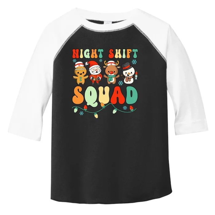 Night Shift Squad Gingerbread Santa Reindeer Snowman Xmas Toddler Fine Jersey T-Shirt