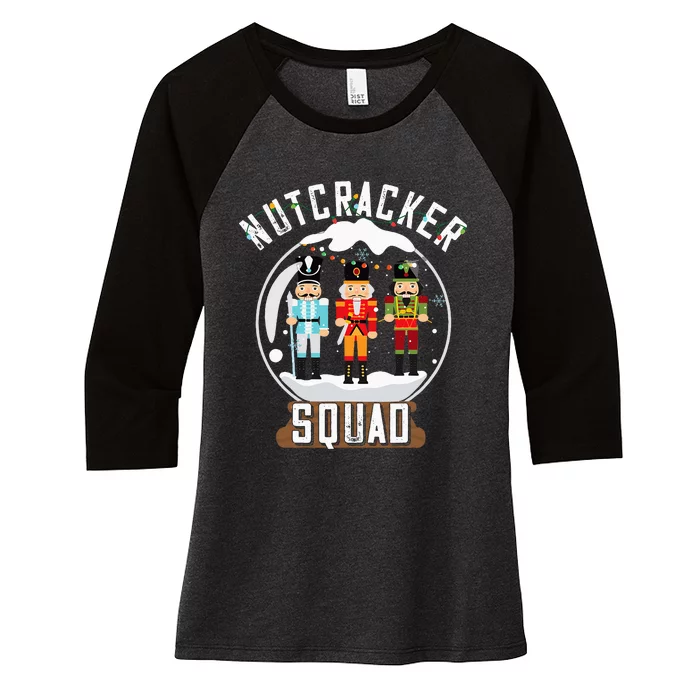 Nutcracker Squad Snow Globe Funny Christmas Ballet Dance Women's Tri-Blend 3/4-Sleeve Raglan Shirt