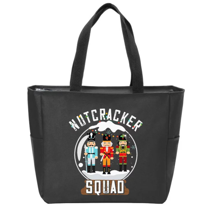 Nutcracker Squad Snow Globe Funny Christmas Ballet Dance Zip Tote Bag