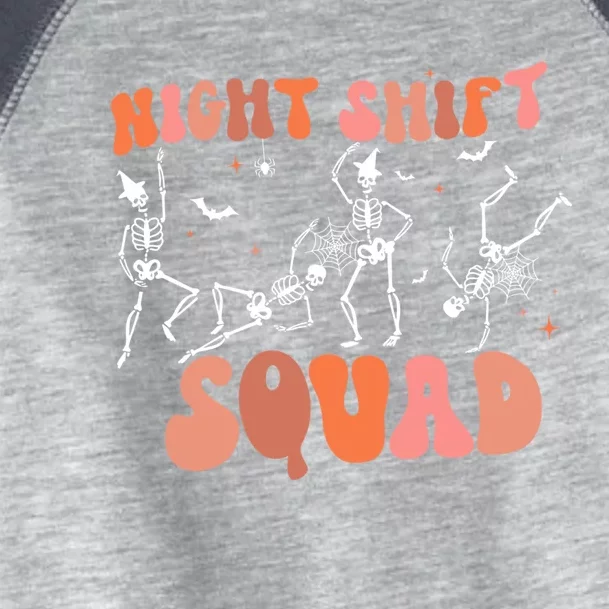 Night Shift Squad Dancing Skeleton Nurse Halloween Boo Crew Funny Gift Toddler Fine Jersey T-Shirt