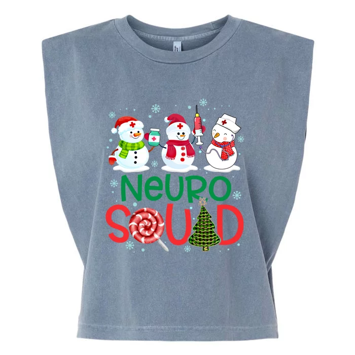 Neuro Squad Snowmies Nurse Stethoscope Christmas Pine Plaid Cute Gift Garment-Dyed Women's Muscle Tee