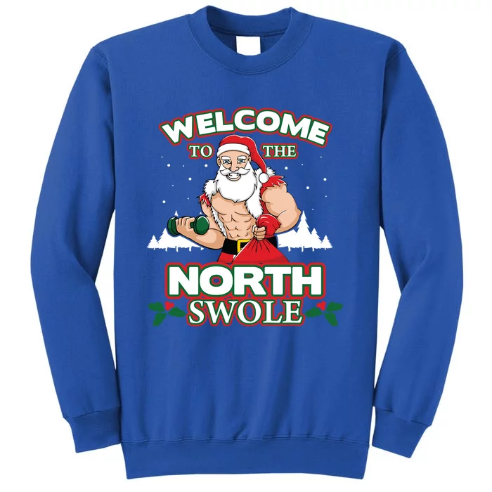 North Swole Santa Claus Weight Lifting Christmas Gym Workout Gift Tall Sweatshirt