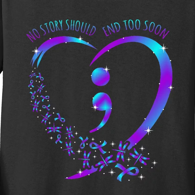 No Story Should End Happy Suicide Awareness Support Kids Long Sleeve Shirt