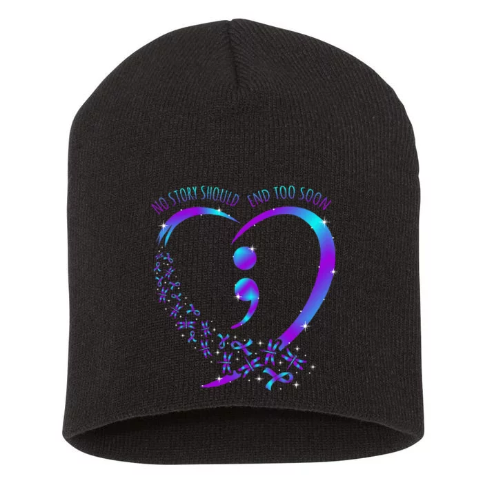 No Story Should End Happy Suicide Awareness Support Short Acrylic Beanie