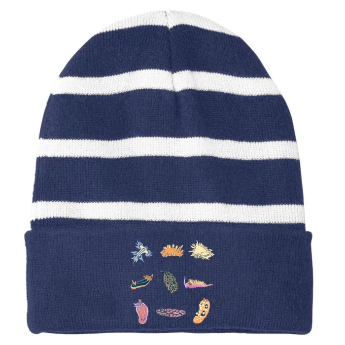 Nudibranch Sea Slug Marine Biologist And Aquarist Striped Beanie with Solid Band