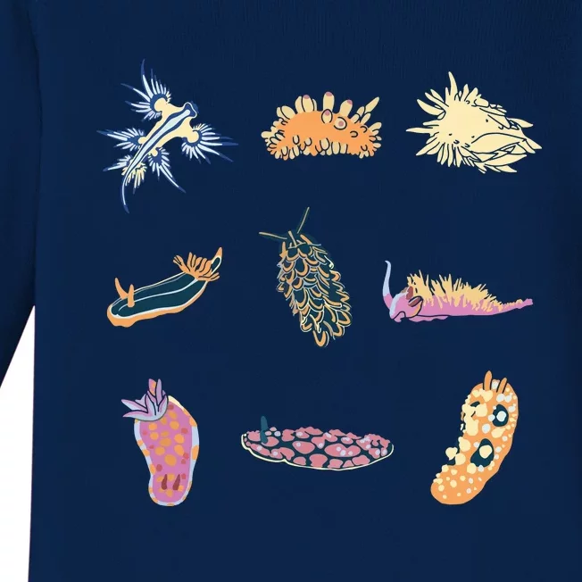 Nudibranch Sea Slug Marine Biologist And Aquarist Baby Long Sleeve Bodysuit