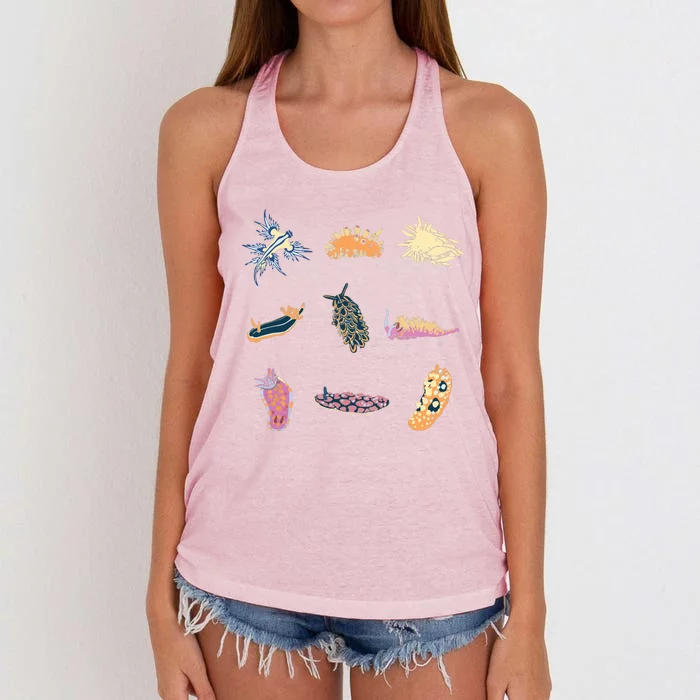 Nudibranch Sea Slug Marine Biologist And Aquarist Women's Knotted Racerback Tank