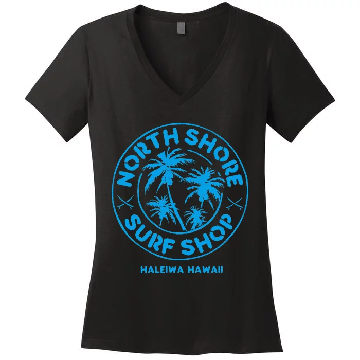 North Shore Surf Shop Retro Women's V-Neck T-Shirt