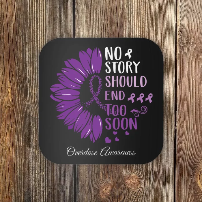 No Story Should End Too Soon Overdose Purple Ribbon Coaster