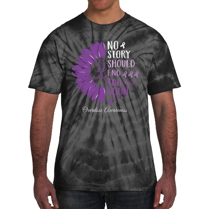 No Story Should End Too Soon Overdose Purple Ribbon Tie-Dye T-Shirt