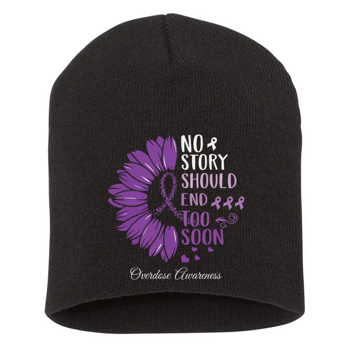 No Story Should End Too Soon Overdose Purple Ribbon Short Acrylic Beanie