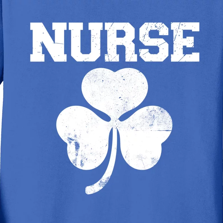 Nurse Shamrock Stethoscope Saint Patricks Day Irish Ireland Gift Kids Long Sleeve Shirt