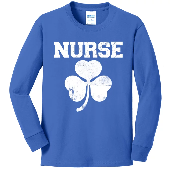 Nurse Shamrock Stethoscope Saint Patricks Day Irish Ireland Gift Kids Long Sleeve Shirt