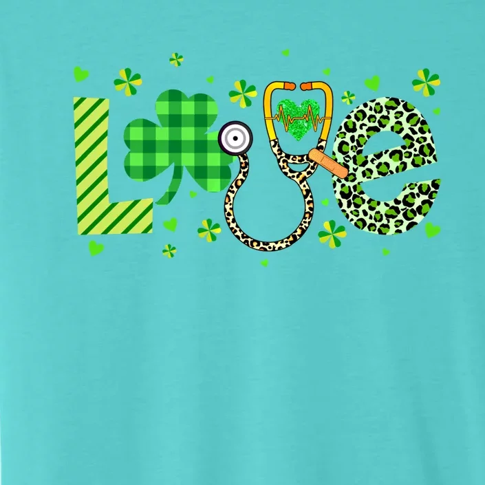 Nurse Shamrock St Patricks Day Leopard Stethoscope Nursing Funny Gift ChromaSoft Performance T-Shirt