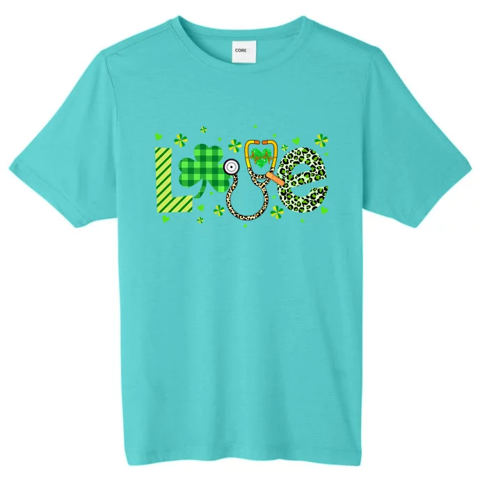 Nurse Shamrock St Patricks Day Leopard Stethoscope Nursing Funny Gift ChromaSoft Performance T-Shirt