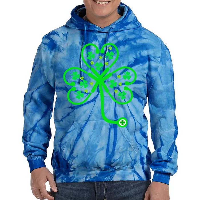 Nurse Shamrock St Patricks Day Nursing Stethoscope Irish Gift Tie Dye Hoodie