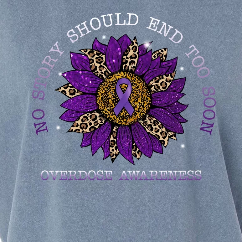 No Story Should End Too Soon Overdose Awareness Sunflower Ribbon Garment-Dyed Women's Muscle Tee