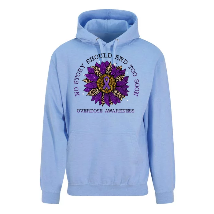 No Story Should End Too Soon Overdose Awareness Sunflower Ribbon Unisex Surf Hoodie