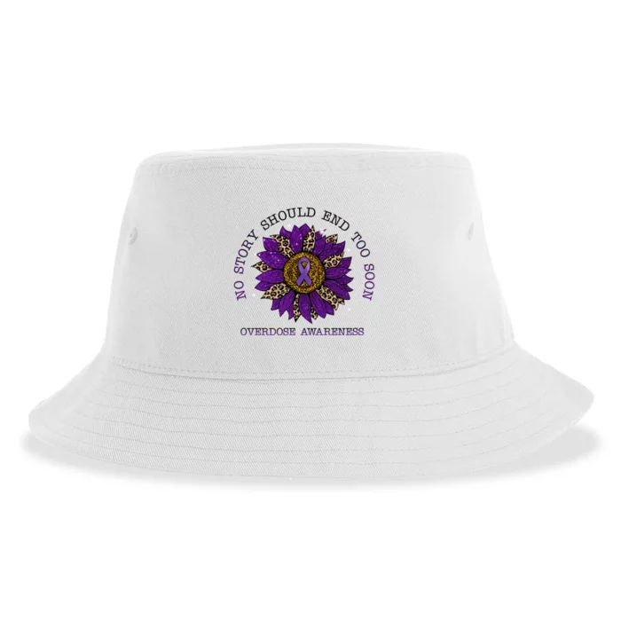 No Story Should End Too Soon Overdose Awareness Sunflower Ribbon Sustainable Bucket Hat