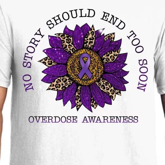 No Story Should End Too Soon Overdose Awareness Sunflower Ribbon Pajama Set