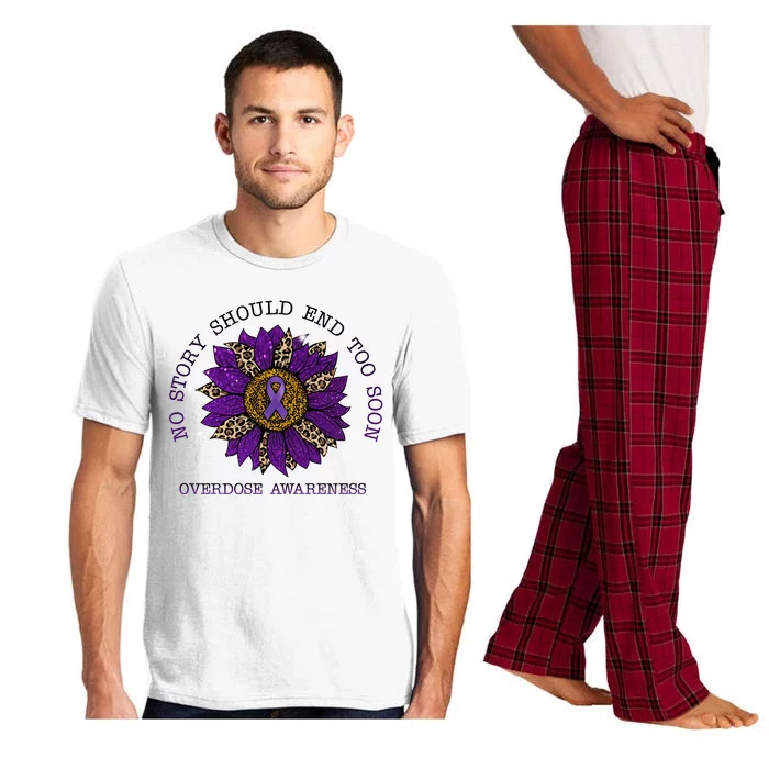 No Story Should End Too Soon Overdose Awareness Sunflower Ribbon Pajama Set