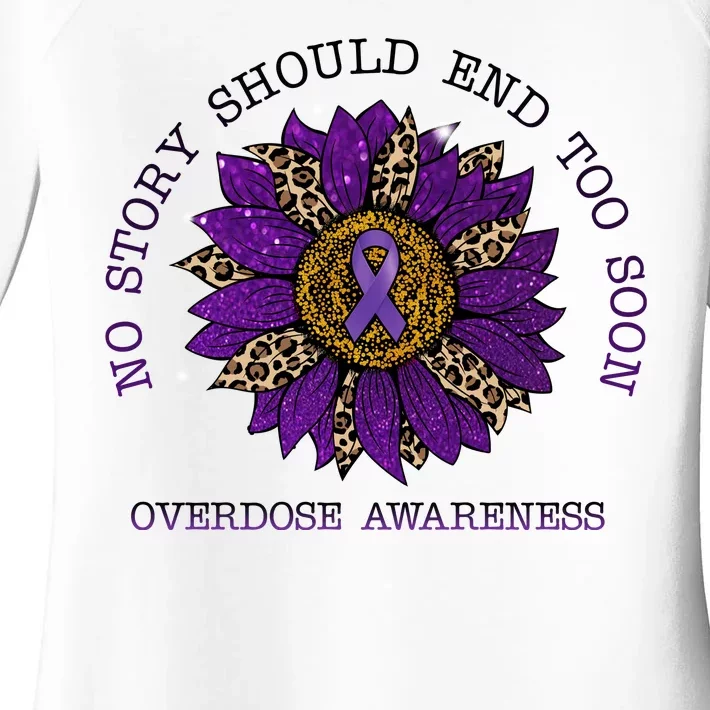 No Story Should End Too Soon Overdose Awareness Sunflower Ribbon Women's Perfect Tri Tunic Long Sleeve Shirt