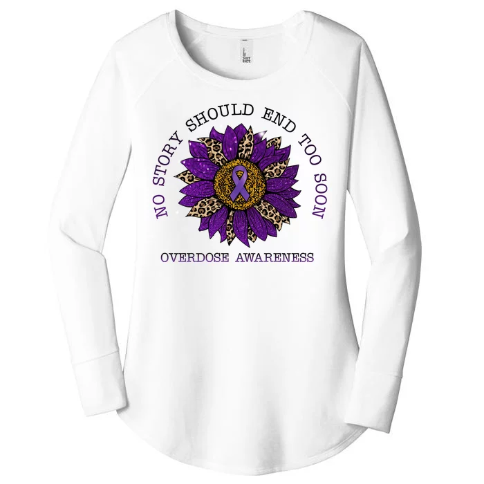 No Story Should End Too Soon Overdose Awareness Sunflower Ribbon Women's Perfect Tri Tunic Long Sleeve Shirt