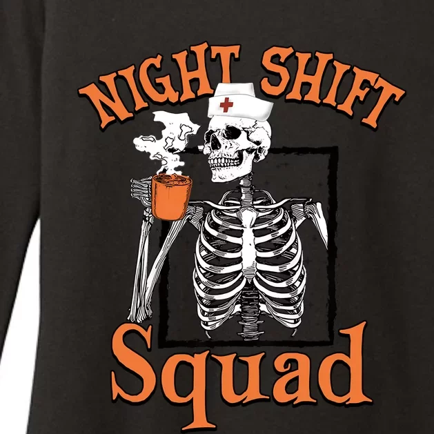 Night Shift Squad Nurse Skeleton Halloween Rn Icu Cna Nurse Gift Womens CVC Long Sleeve Shirt