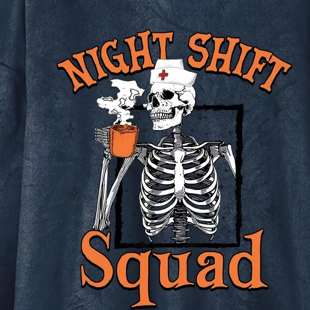 Night Shift Squad Nurse Skeleton Halloween Rn Icu Cna Nurse Gift Hooded Wearable Blanket