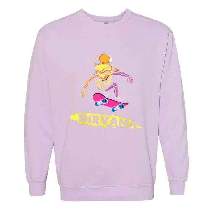 Nirvanas Skateboard Skelton Garment-Dyed Sweatshirt