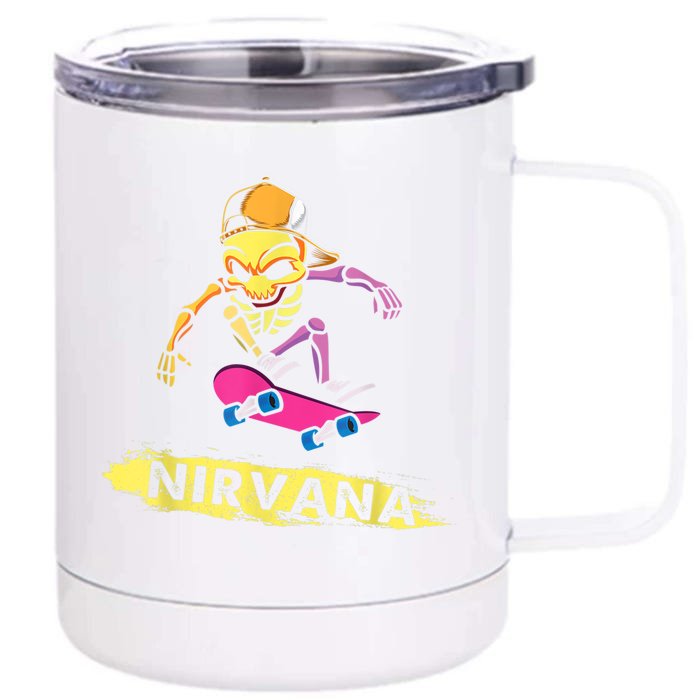 Nirvanas Skateboard Skelton Front & Back 12oz Stainless Steel Tumbler Cup