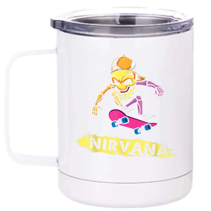 Nirvanas Skateboard Skelton Front & Back 12oz Stainless Steel Tumbler Cup