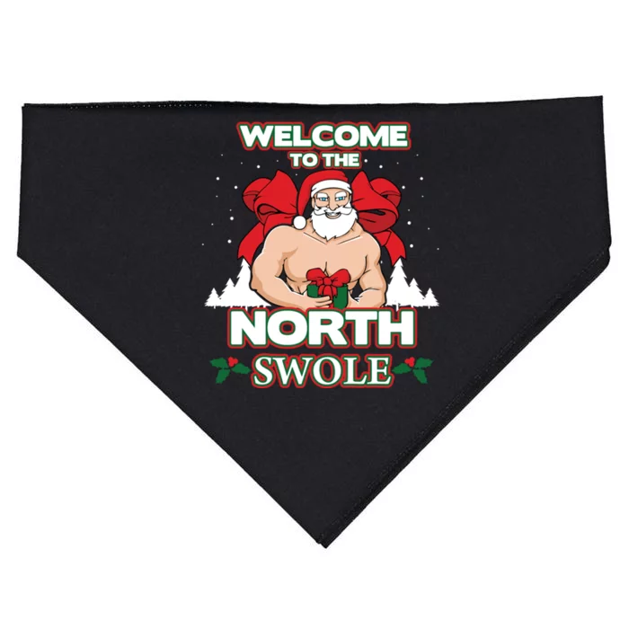 North Swole Santa Claus Weight Lifting Christmas Gym Workout Gift USA-Made Doggie Bandana