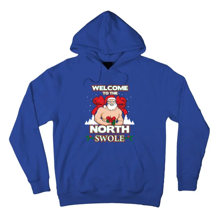 North Swole Santa Claus Weight Lifting Christmas Gym Workout Gift Tall Hoodie