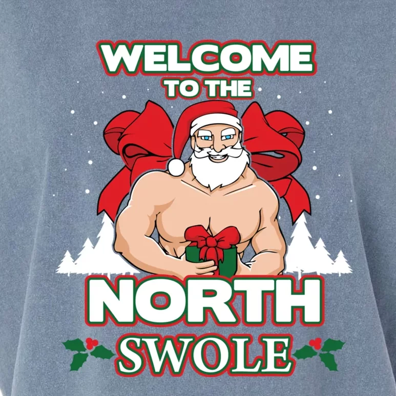 North Swole Santa Claus Weight Lifting Christmas Gym Workout Gift Garment-Dyed Women's Muscle Tee