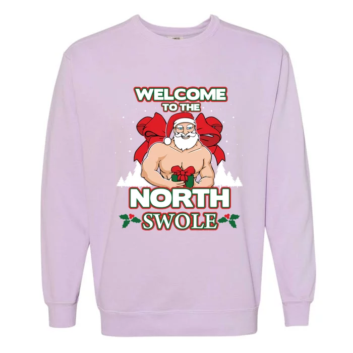 North Swole Santa Claus Weight Lifting Christmas Gym Workout Gift Garment-Dyed Sweatshirt