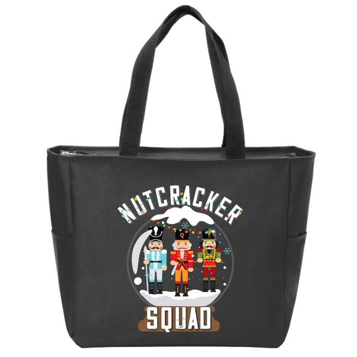 Nutcracker Squad Snow Globe Funny Christmas Ballet Dance Zip Tote Bag