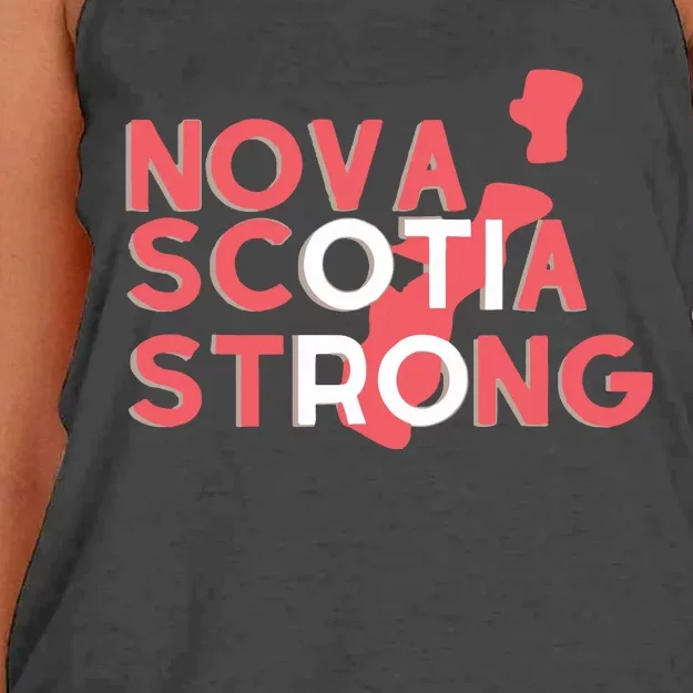 Nova Scotia Strong Typographic Design Women's Knotted Racerback Tank