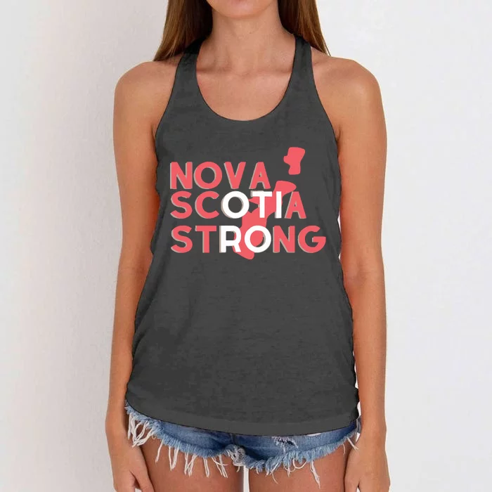 Nova Scotia Strong Typographic Design Women's Knotted Racerback Tank