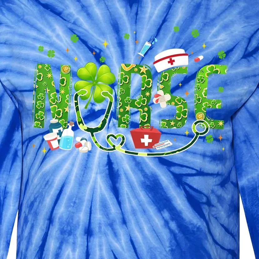 Nurse Stethoscope Shamrock Irish Lucky Nurse Patricks Day Great Gift Tie-Dye Long Sleeve Shirt